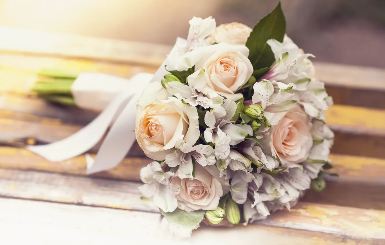 Photo wallpaper roses, flowers, wedding bouquet, roses, wedding
