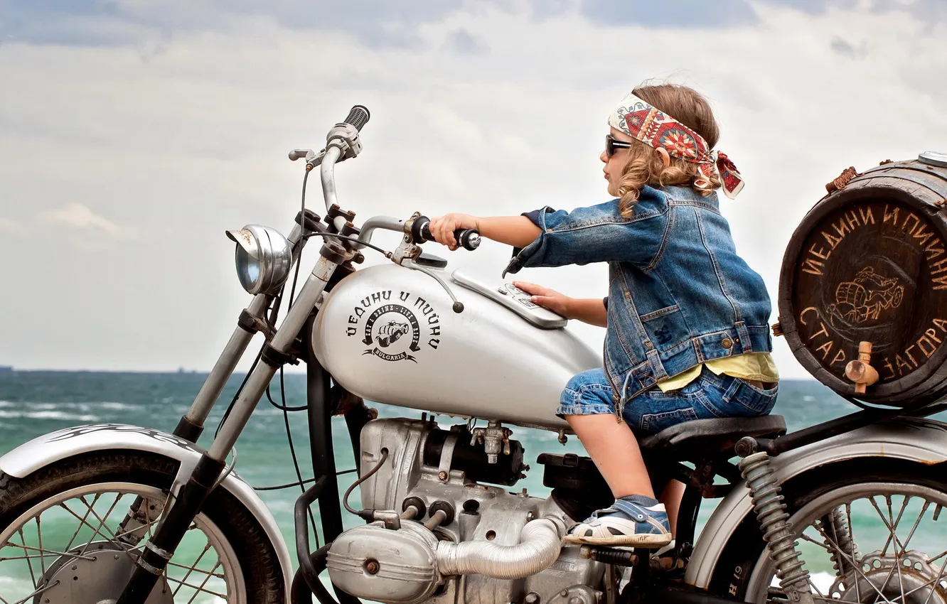 Photo wallpaper mood, boy, motorcycle