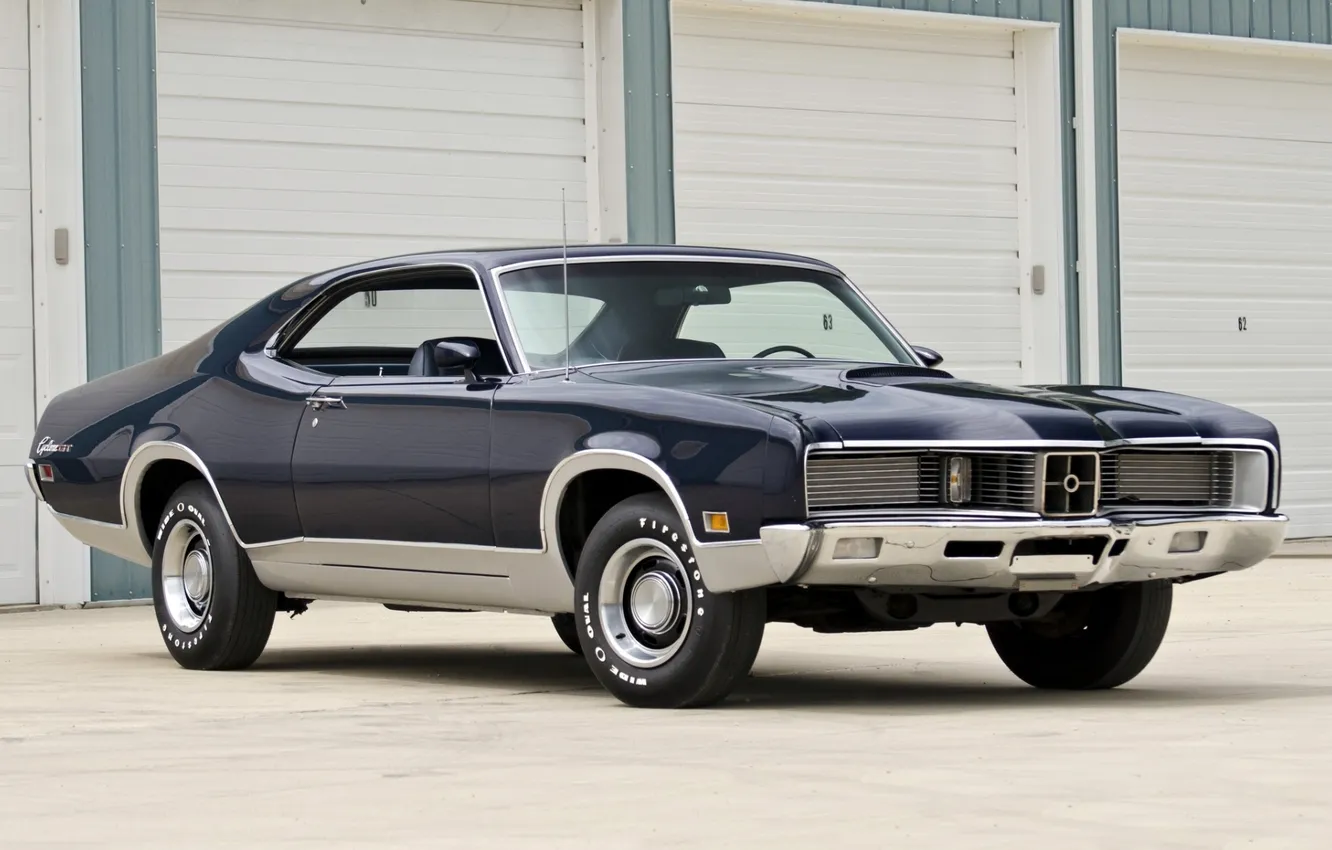 Photo wallpaper blue, muscle car, muscle car, 1970, the front, Mercury, Mercury, Cyclone