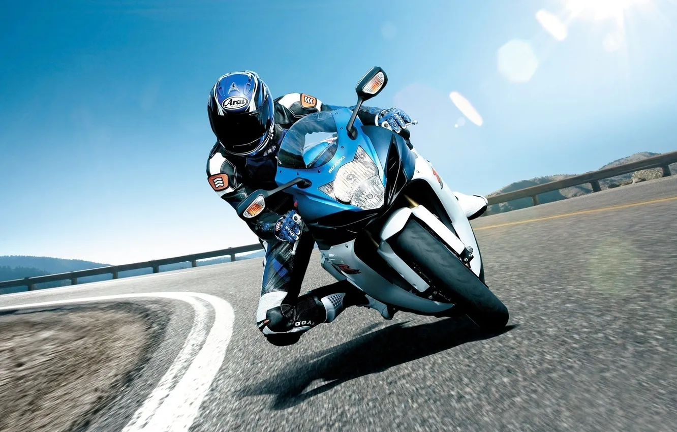 Photo wallpaper speed, track, motorcycle, Suzuki, racer
