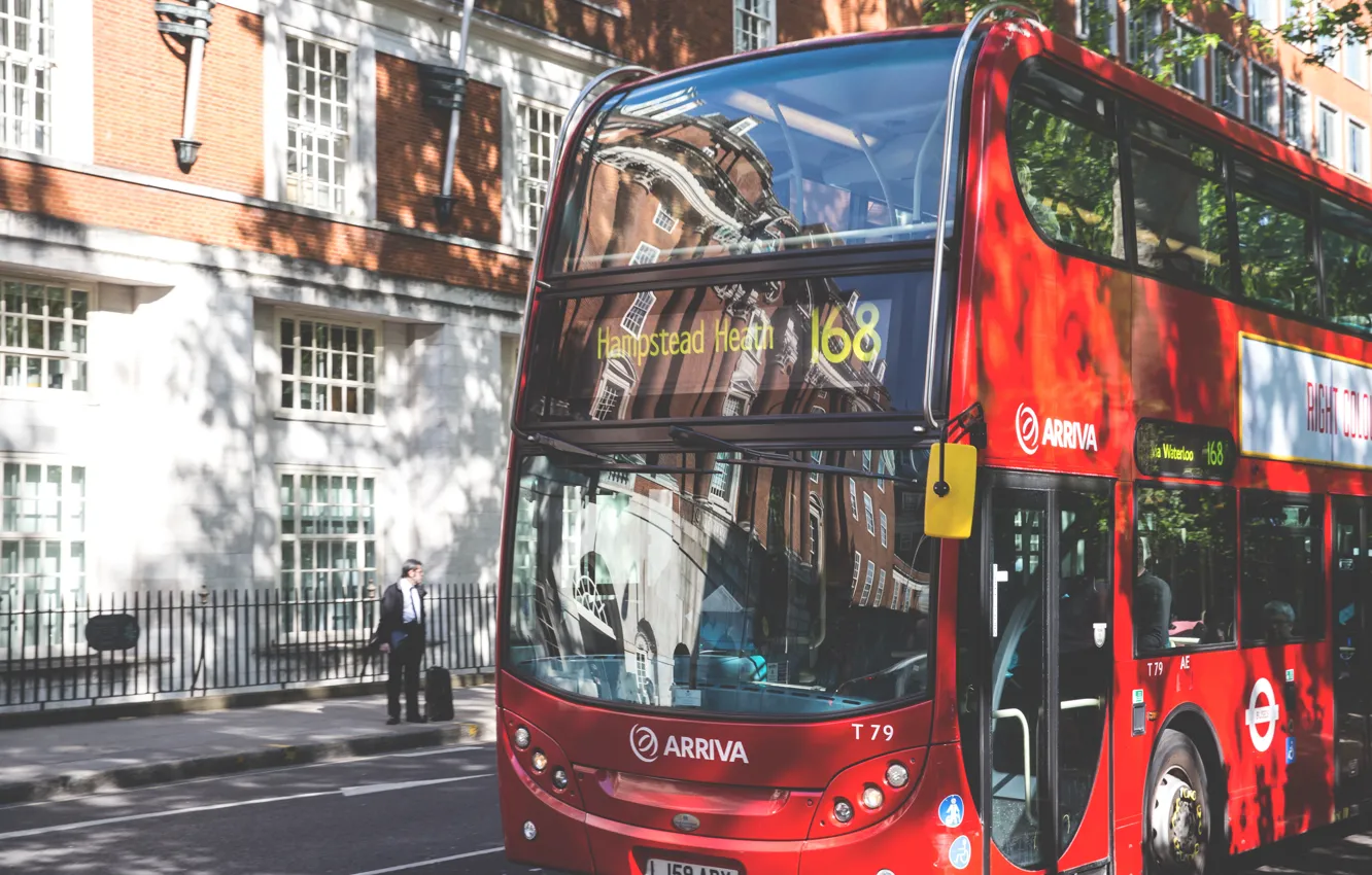 Photo wallpaper red, Classic, London, bus