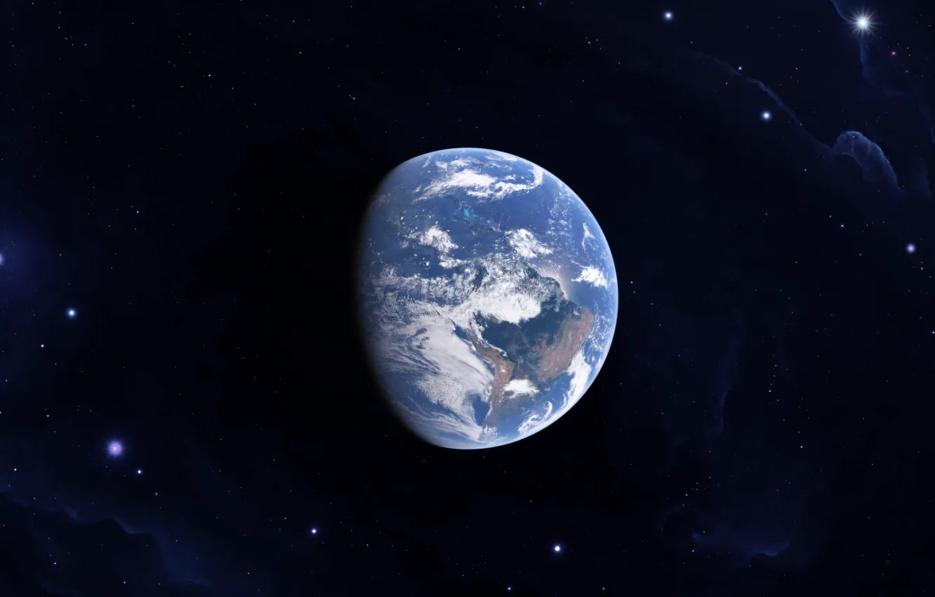 Photo wallpaper space, stars, nebula, earth, planet, space, Earth, nebula