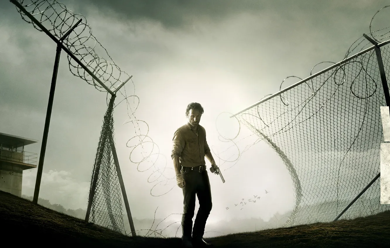Photo wallpaper headband, prison, barbed wire, The Walking Dead, Rick Grimes, The walking dead, Andrew Lincoln, Andrew …