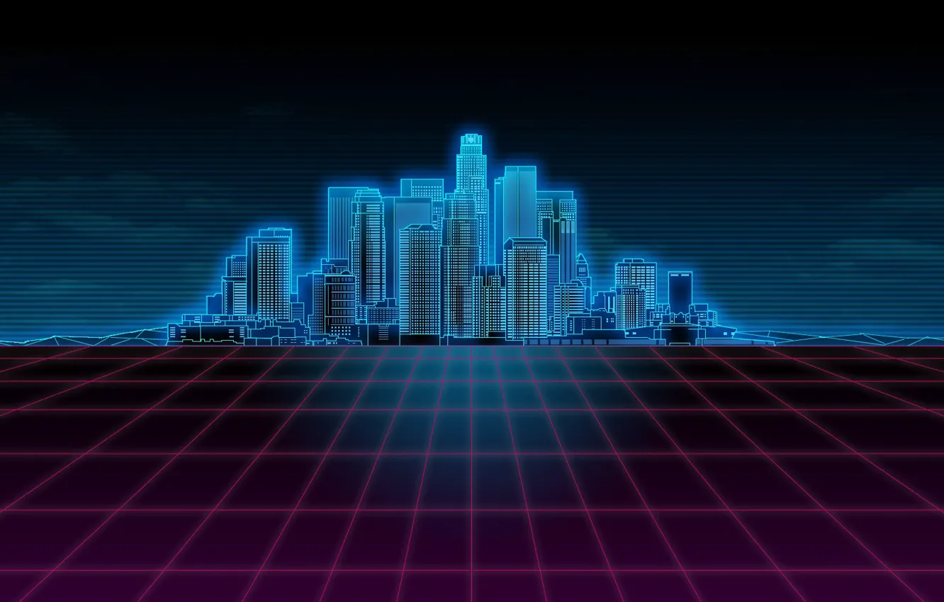 Photo wallpaper Music, The city, Neon, 80s, Neon, 80's, Synth, Retrowave