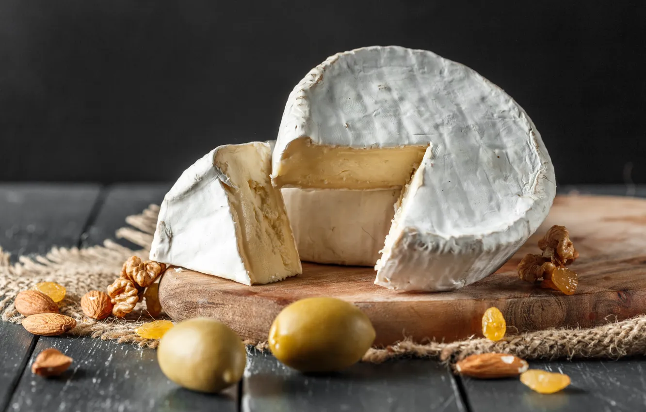 Photo wallpaper cheese, olives, nuts