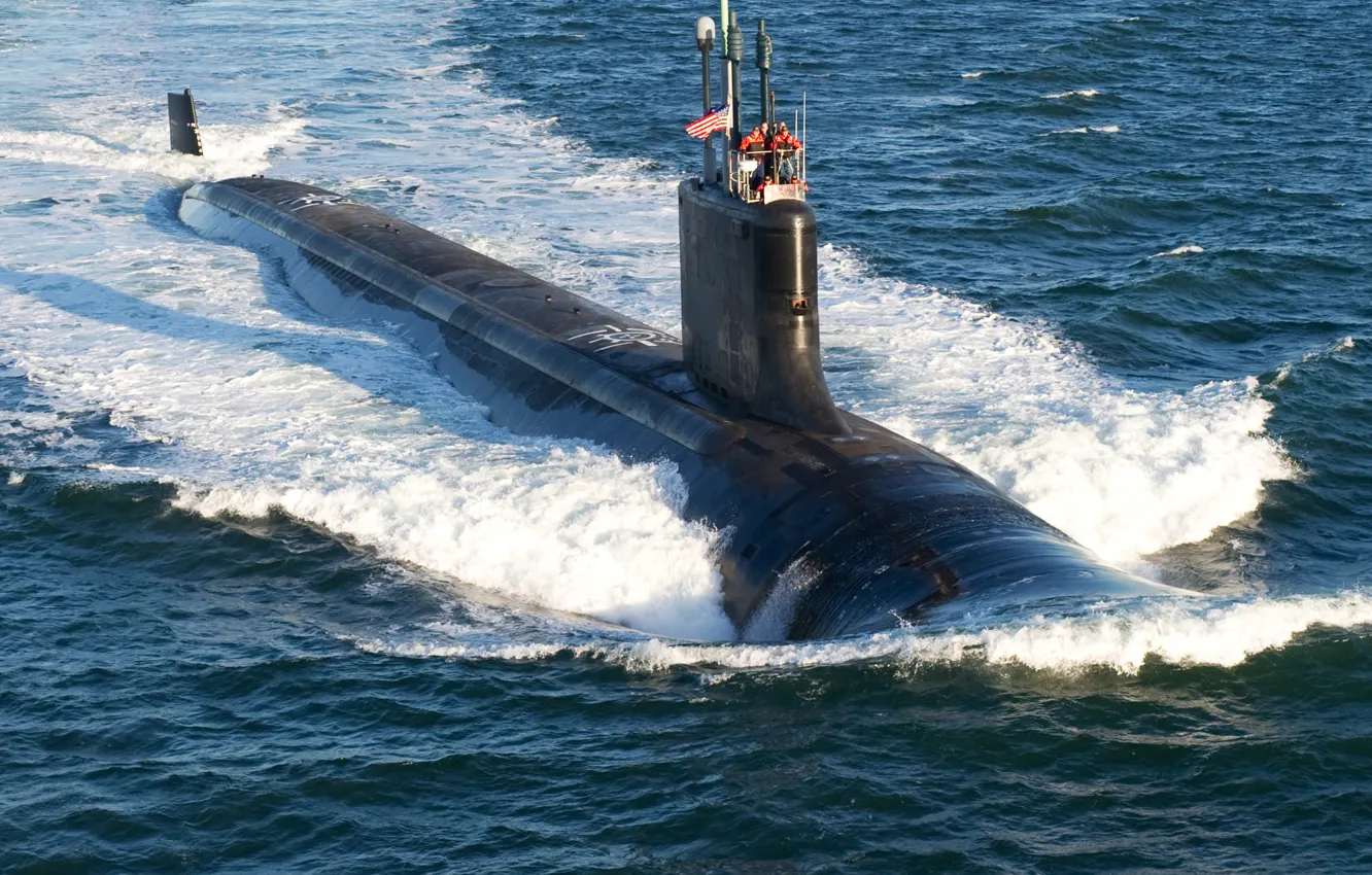 Photo wallpaper submarine, surface course, uss mississippi