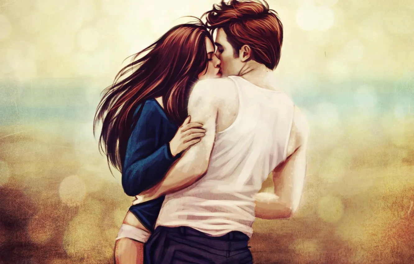Photo wallpaper love, romance, kiss, art, twilight, Edward Cullen, Bella Swan