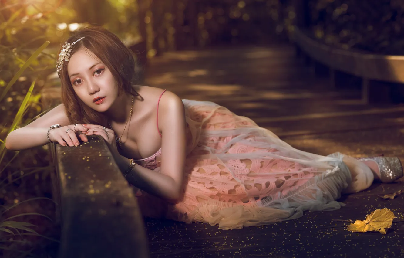 Photo wallpaper look, pose, mood, makeup, dress, Asian