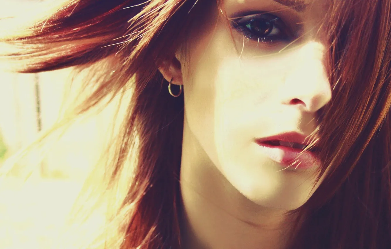 Photo wallpaper girl, hairstyle, lips, red