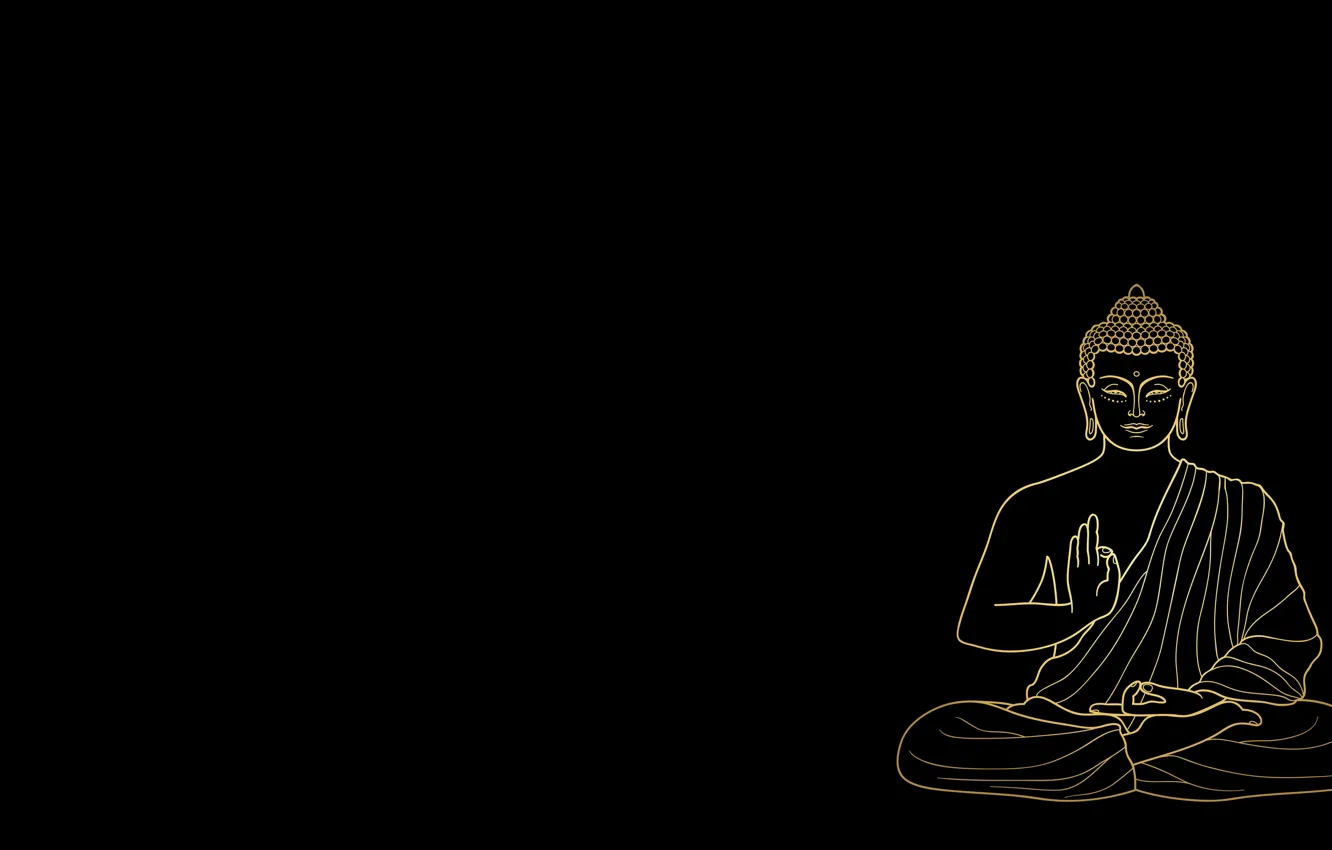 Photo wallpaper calm, meditation, black background, gesture, Buddha, calm, deity, black background
