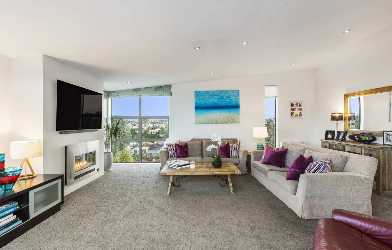 Photo wallpaper design, style, interior, New Zealand, Auckland, North Shore, Aukland, Rangitoto