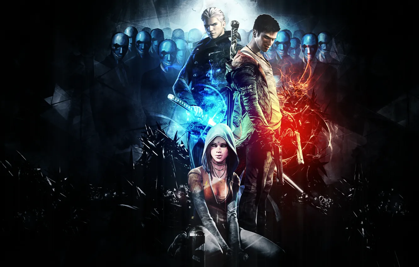 Photo wallpaper Dante, DMC, background, Capcom, Devil May Cry, Virgil, Kat, Video Game