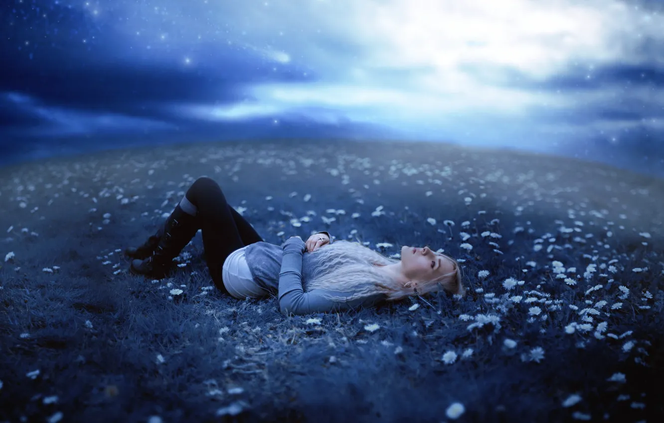 Photo wallpaper the sky, girl, pose