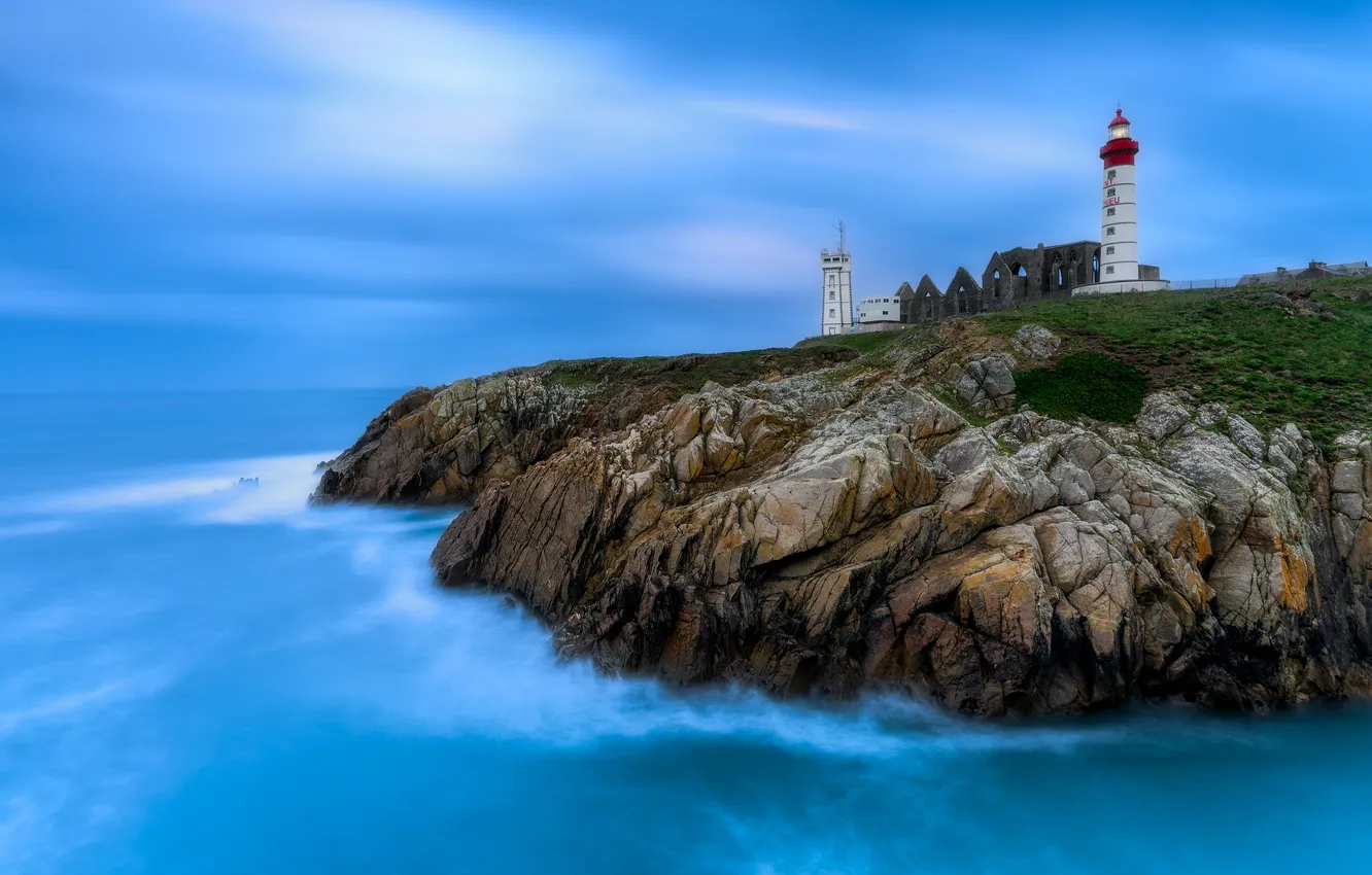 Photo wallpaper coast, France, lighthouse, Brittany