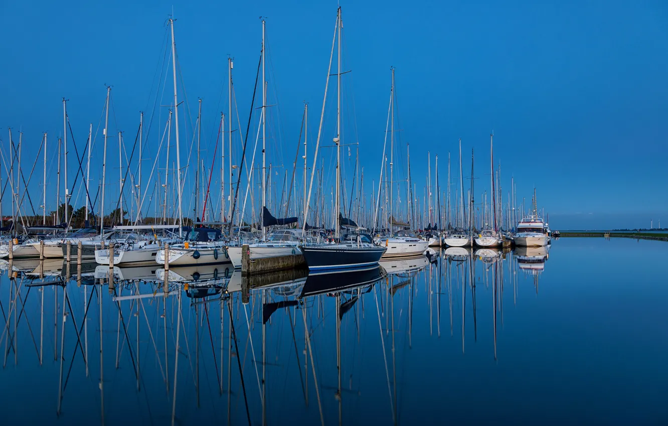 Photo wallpaper water, yachts, port, harbour