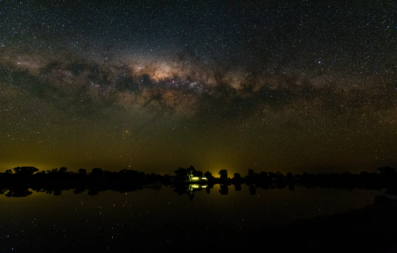 Photo wallpaper space, stars, reflection, the milky way