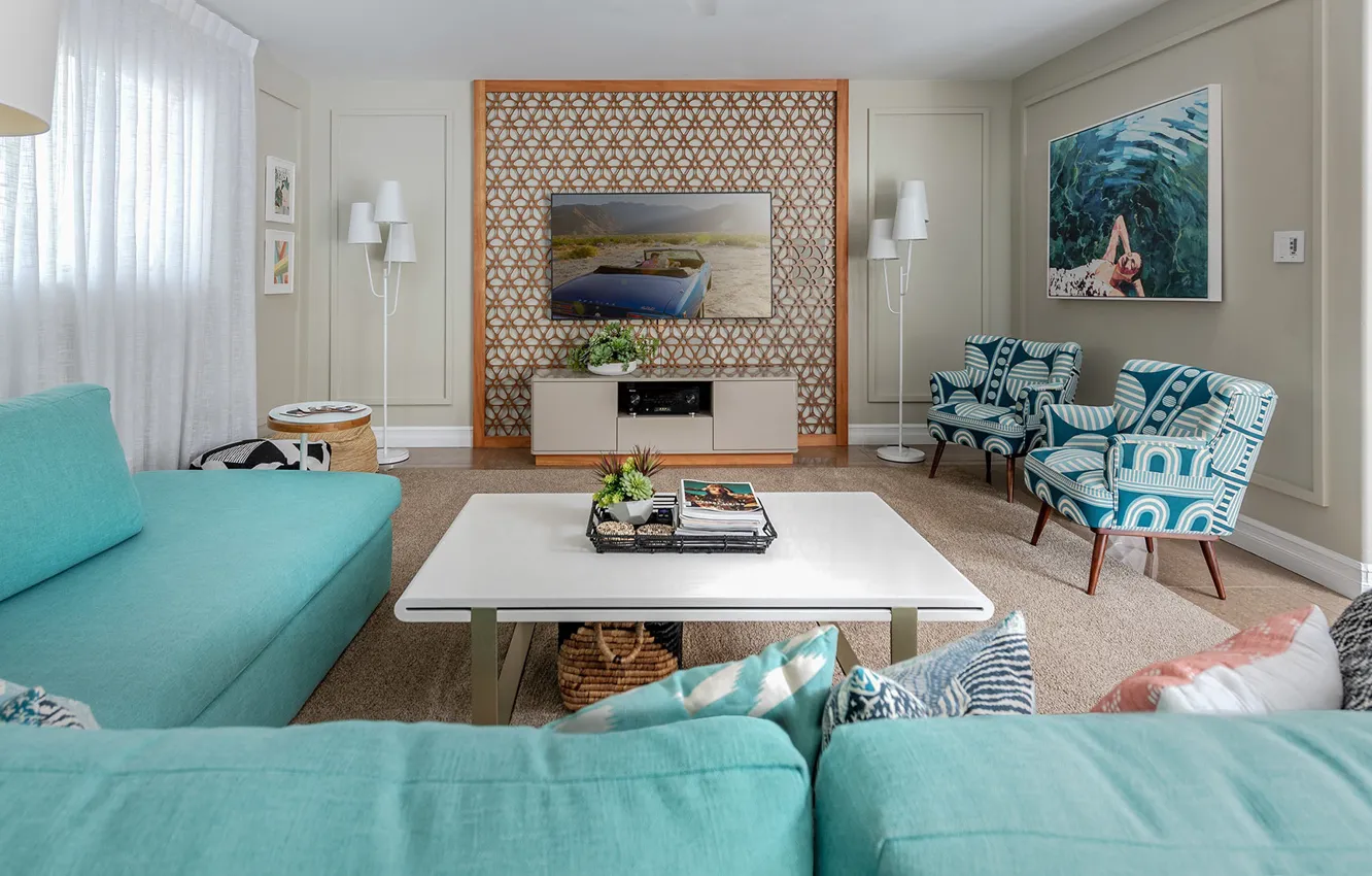 Photo wallpaper design, style, room, interior, FL, living room, Palm Springs