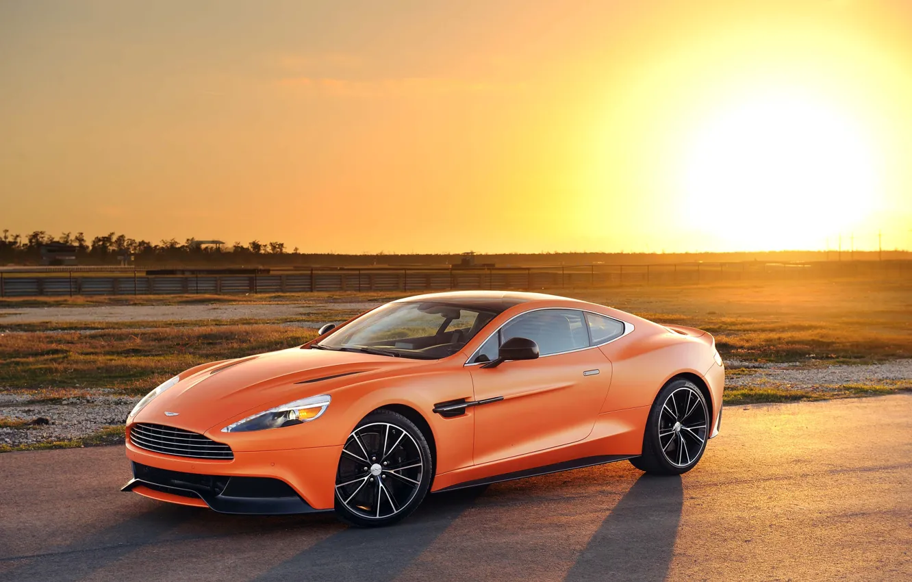 Photo wallpaper Aston Martin, tuning, orange, matte, Vanquish