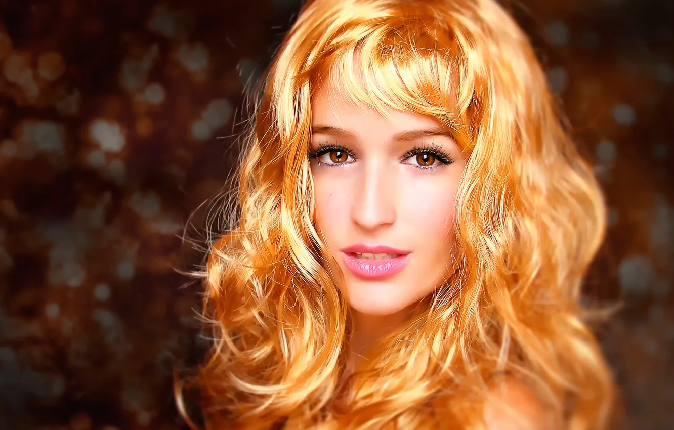 Photo wallpaper portrait, makeup, brown-eyed, Golden-haired