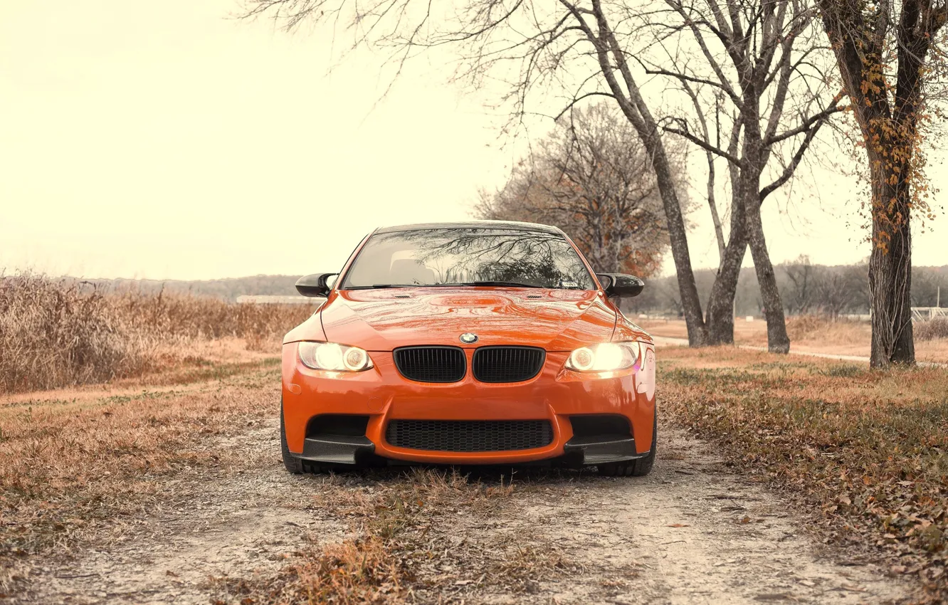 Photo wallpaper BMW, Autumn, E92, Lime Rock Park Edition, M3, Dirt road
