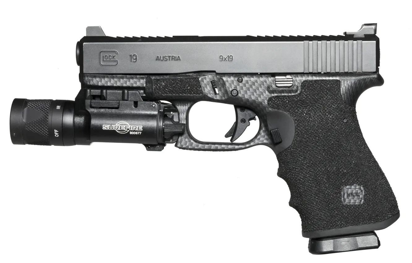 Photo wallpaper gun, weapons, Glock 19, self-loading