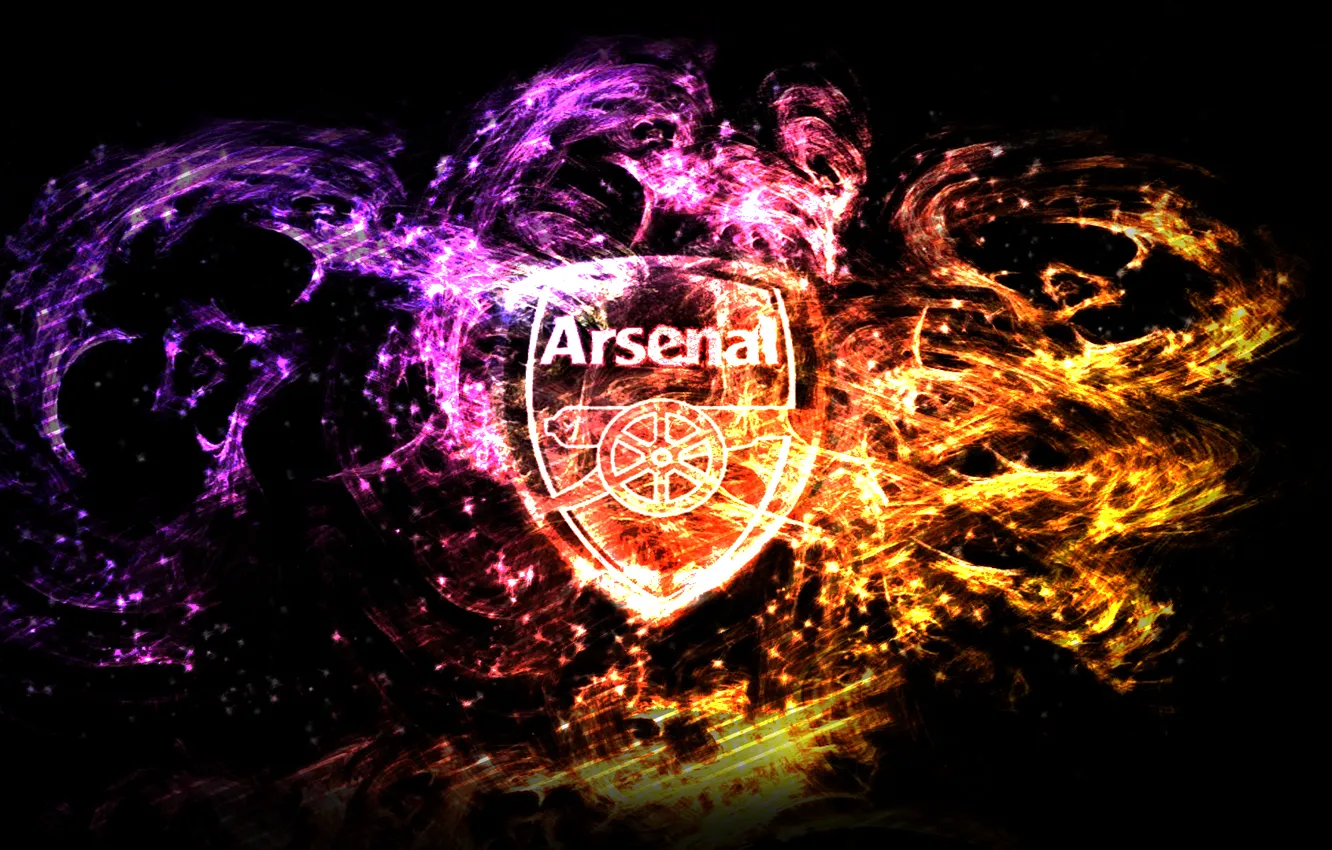 Photo wallpaper purple, orange, red, logo, magic, Arsenal