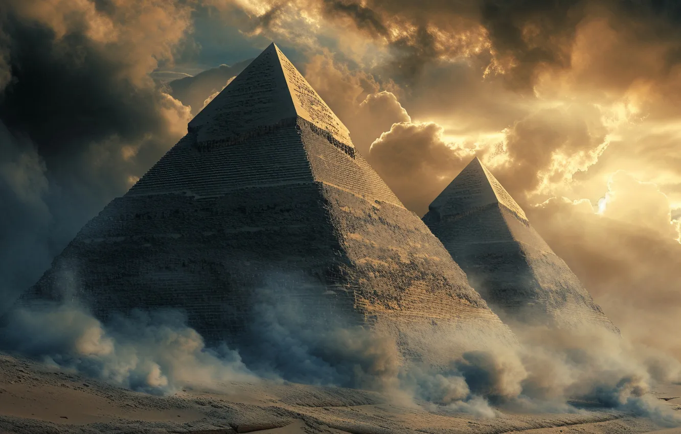 Photo wallpaper storm, desert, Pyramids, dust storm