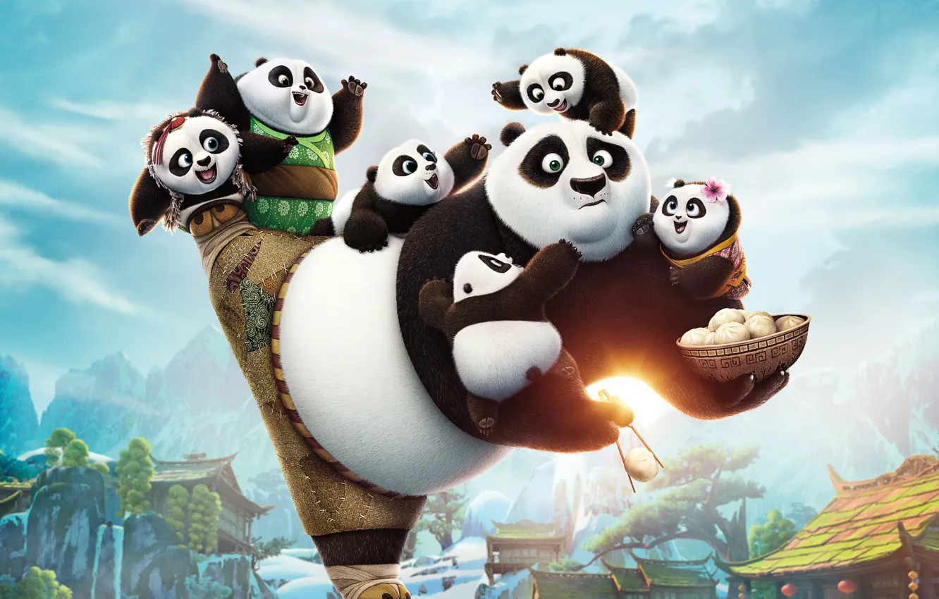 Photo wallpaper green, light, Action, bear, nature, eyes, smile, DreamWorks