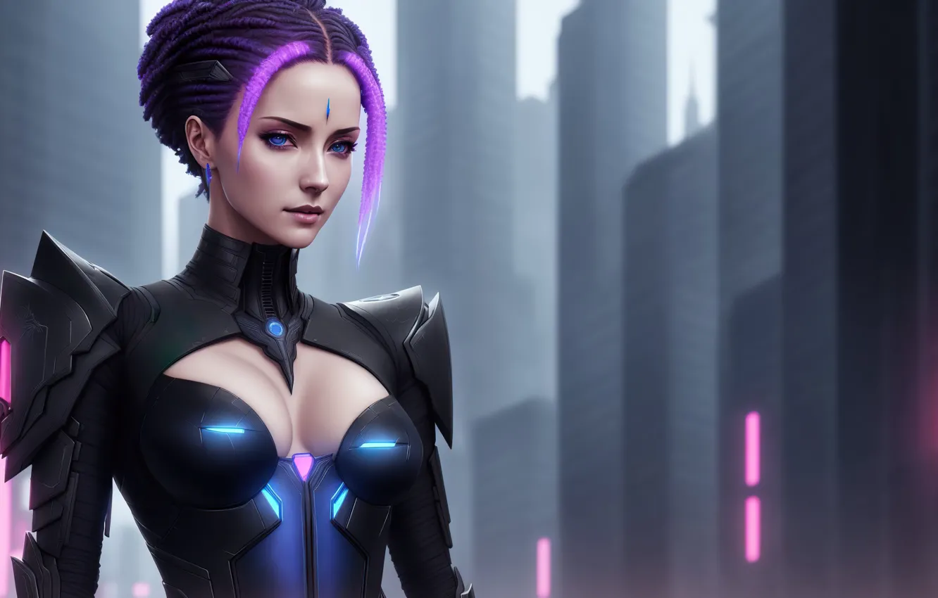 Photo wallpaper girl, fantasy, armor, art, digital art, fantasy art, fantasy girl, Cyberpunk