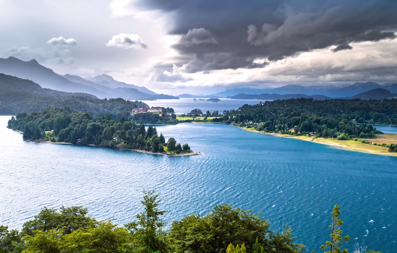 Photo wallpaper forest, mountains, lake, panorama, Argentina, Argentina, Patagonia, Patagonia