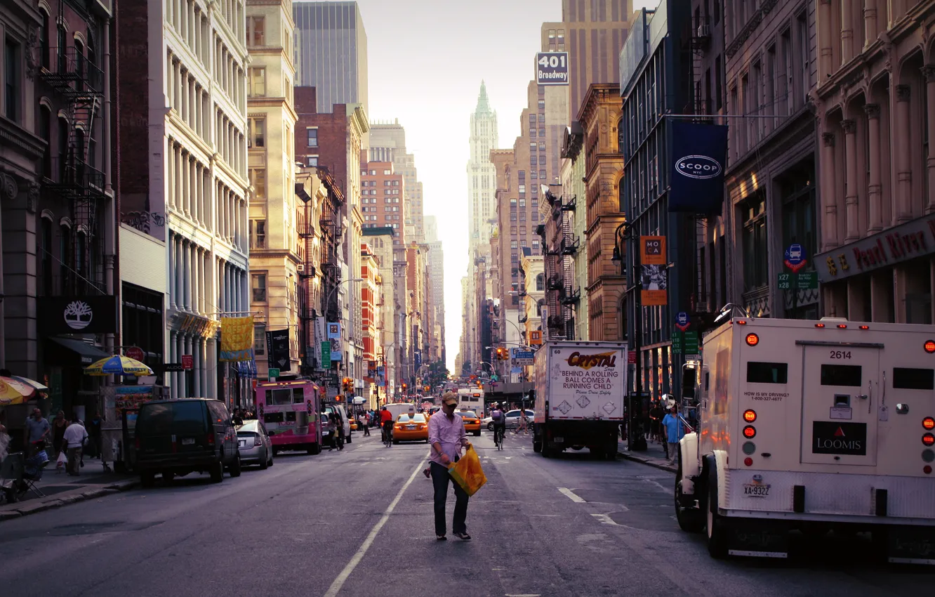 Photo wallpaper the city, street, New York