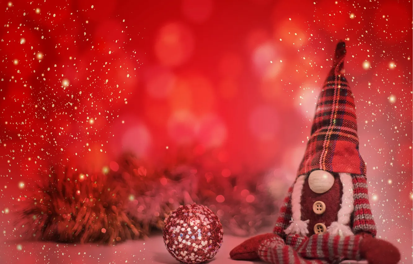 Photo wallpaper balls, snow, toy, Shine, new year, blur, Christmas, braids