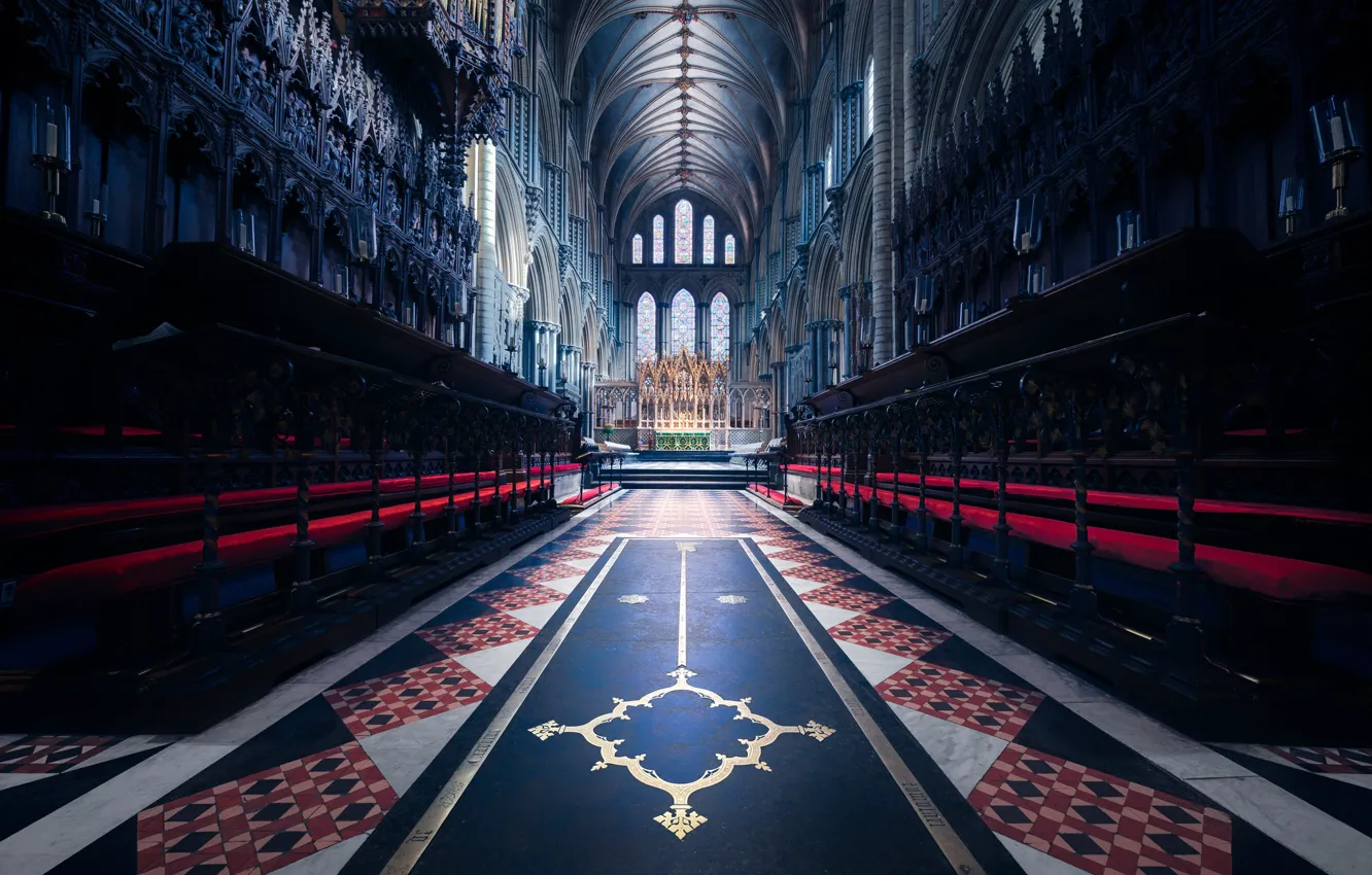 Photo wallpaper England, Cathedral, architecture, religion, the nave, Or