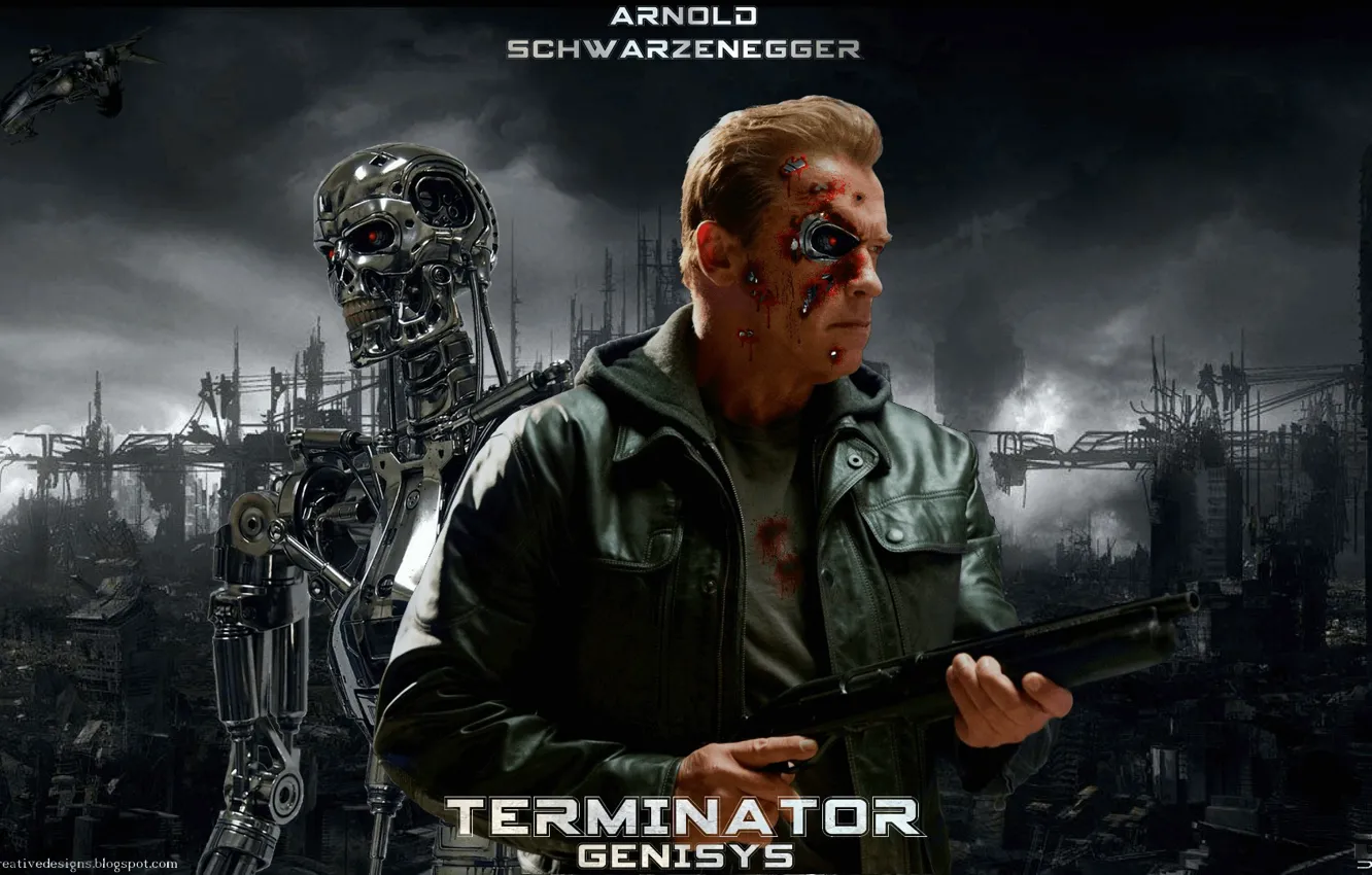 Photo wallpaper girl, Arnold Schwarzenegger, Terminator-Genisys