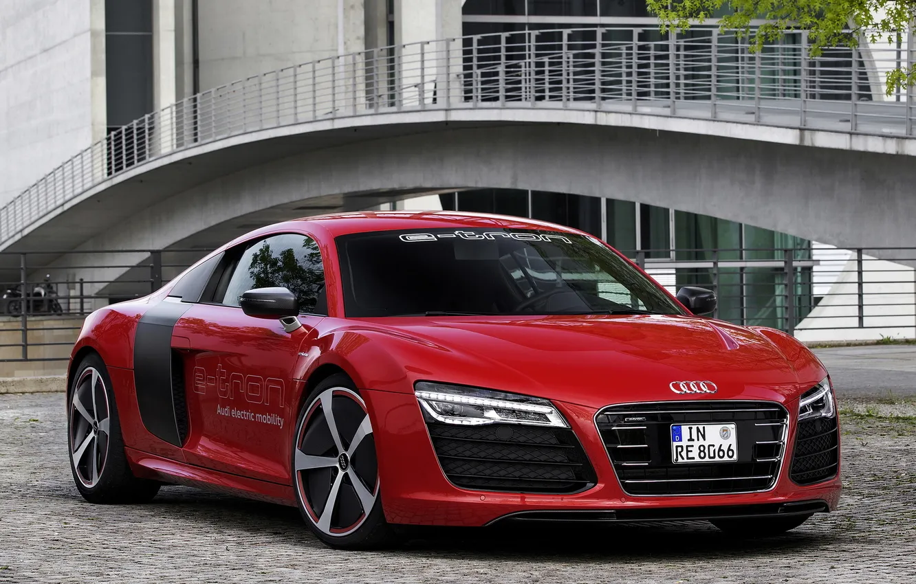 Photo wallpaper red, Audi, Audi, Prototype, red, car, e-tron