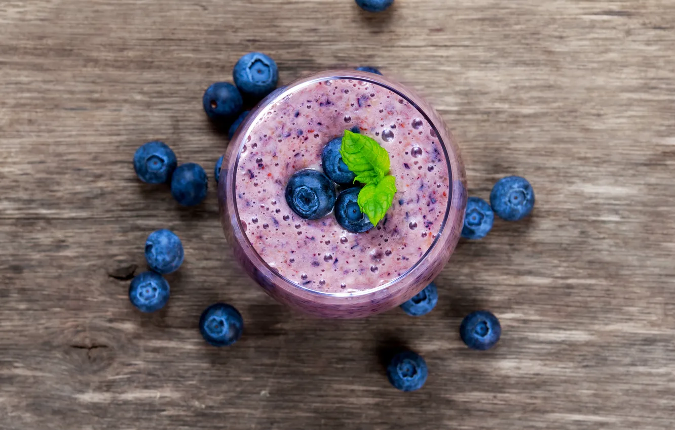 Photo wallpaper berries, blueberries, cocktail, fresh, blueberry, berries, yogurt