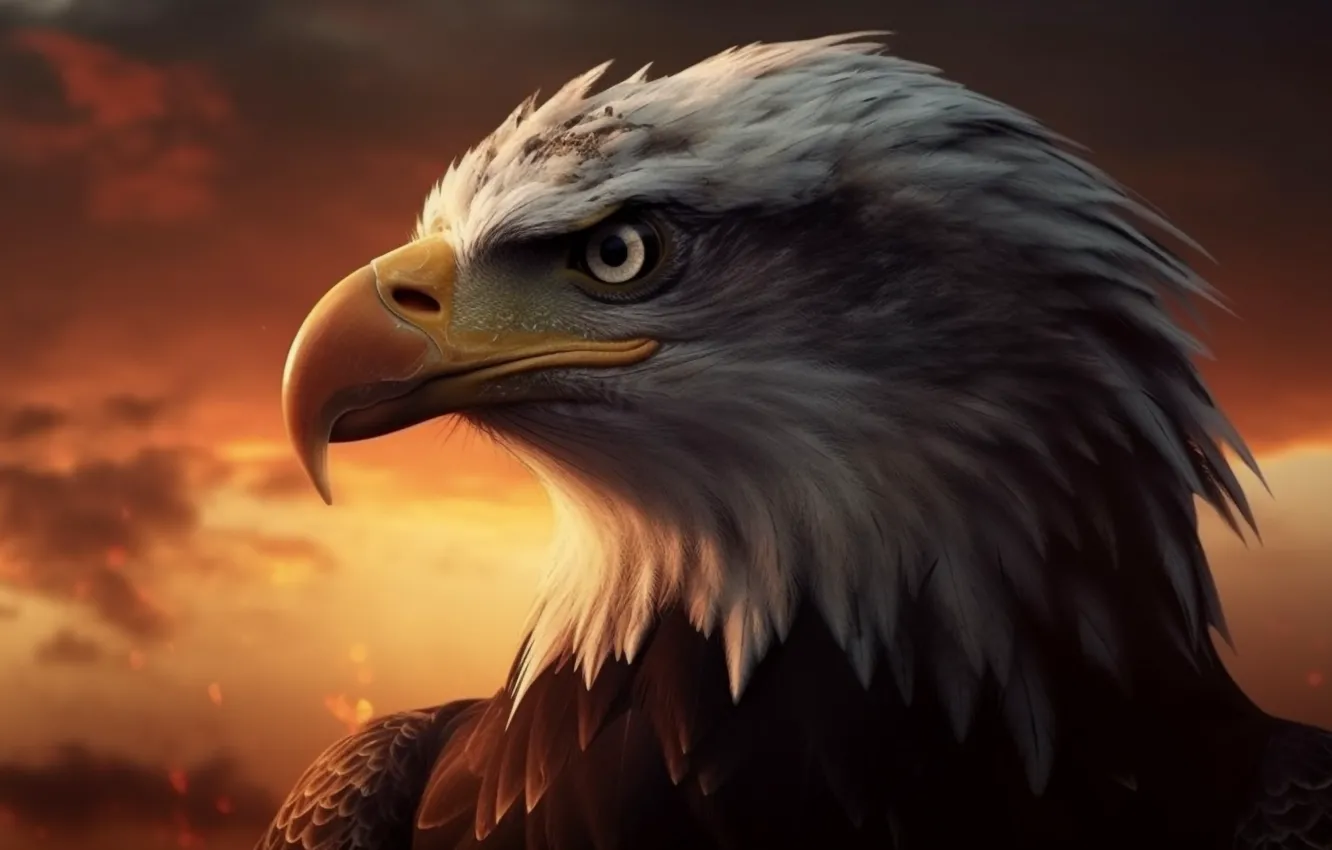 Photo wallpaper bird, eagle, predator, head, beak, side, closeup, bald eagle