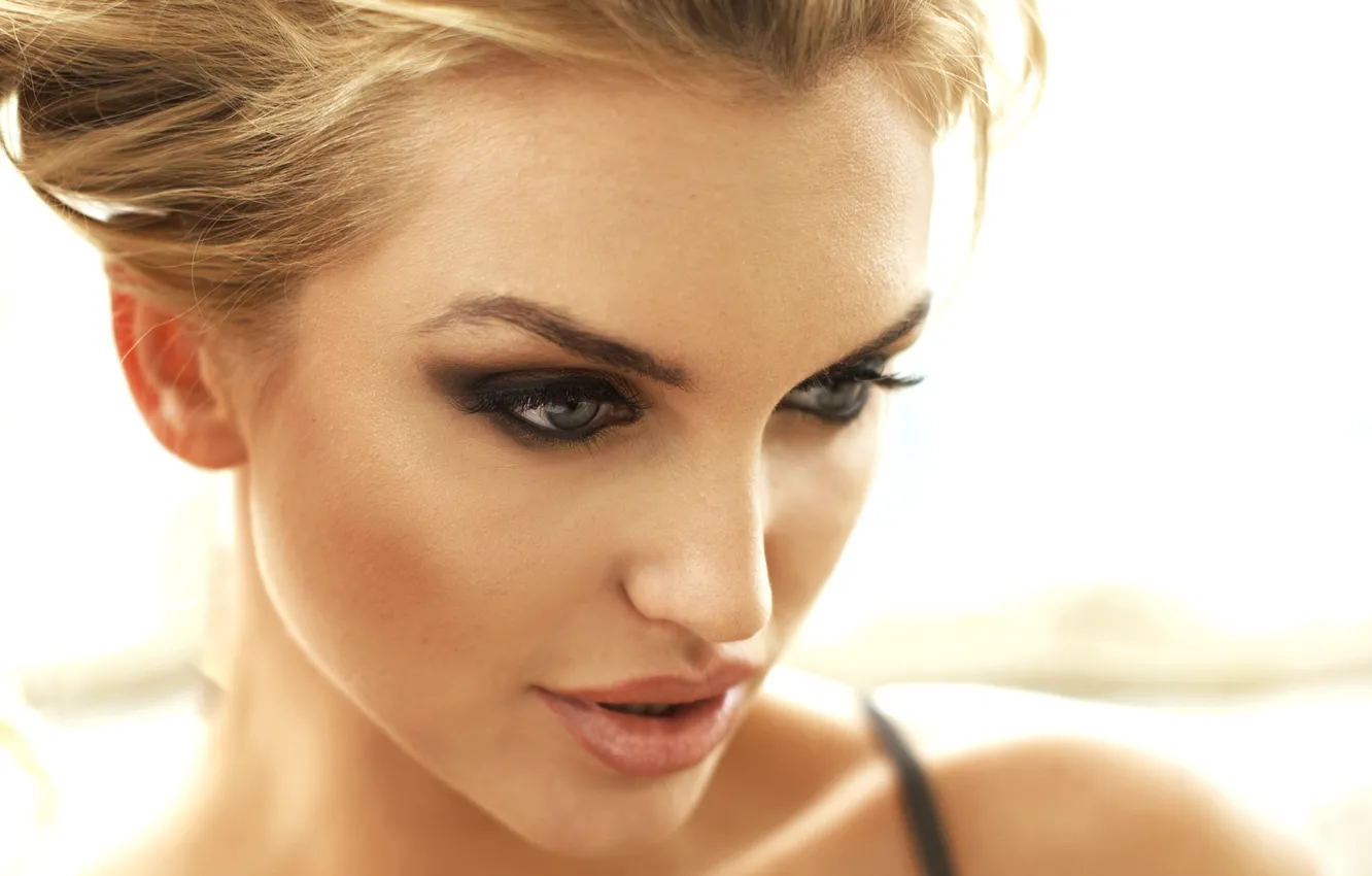Photo wallpaper look, girl, face, model, makeup, blonde