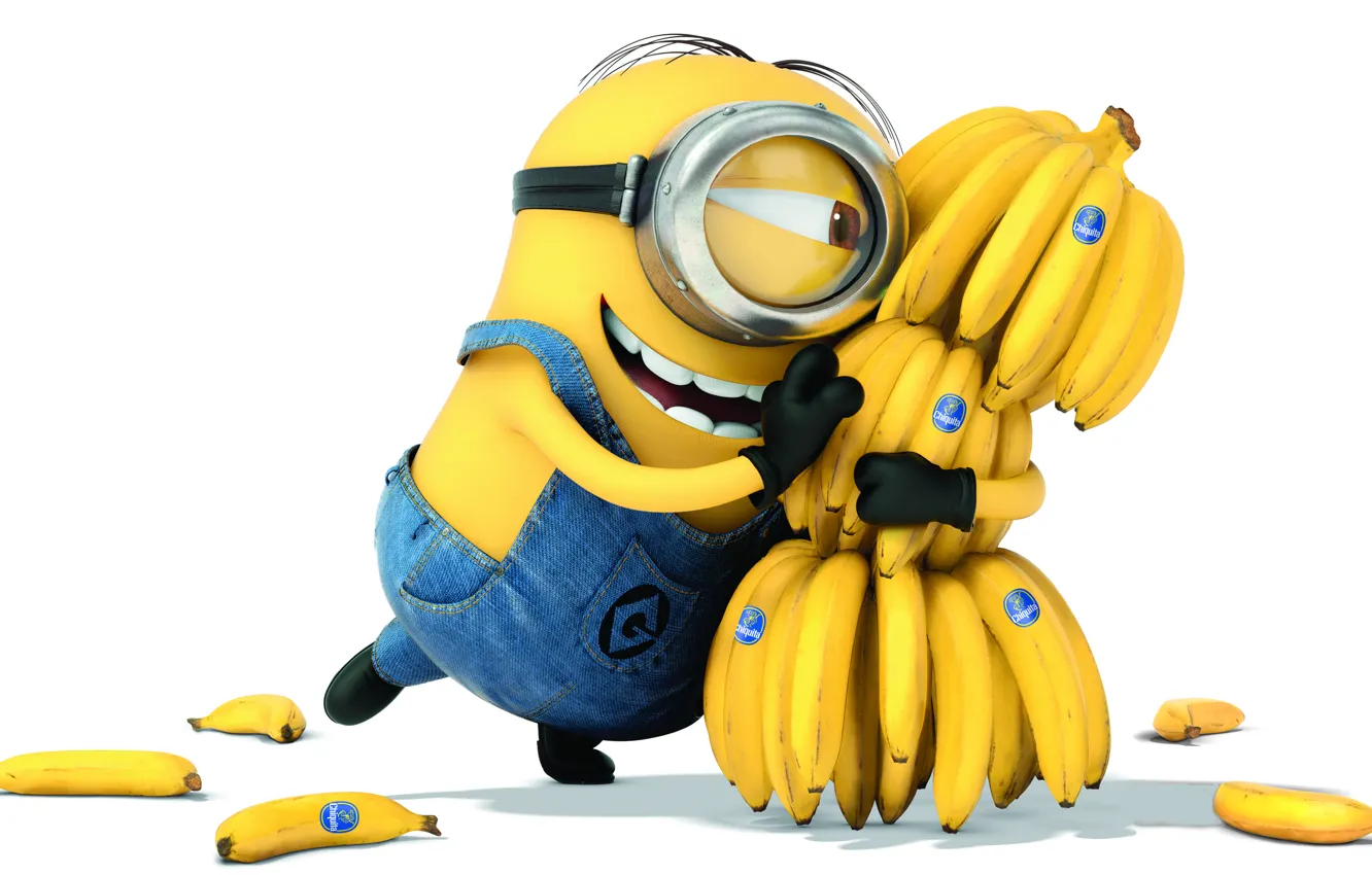 Photo wallpaper smile, bananas, minion, Despicable Me 2, Descpicable Me 2