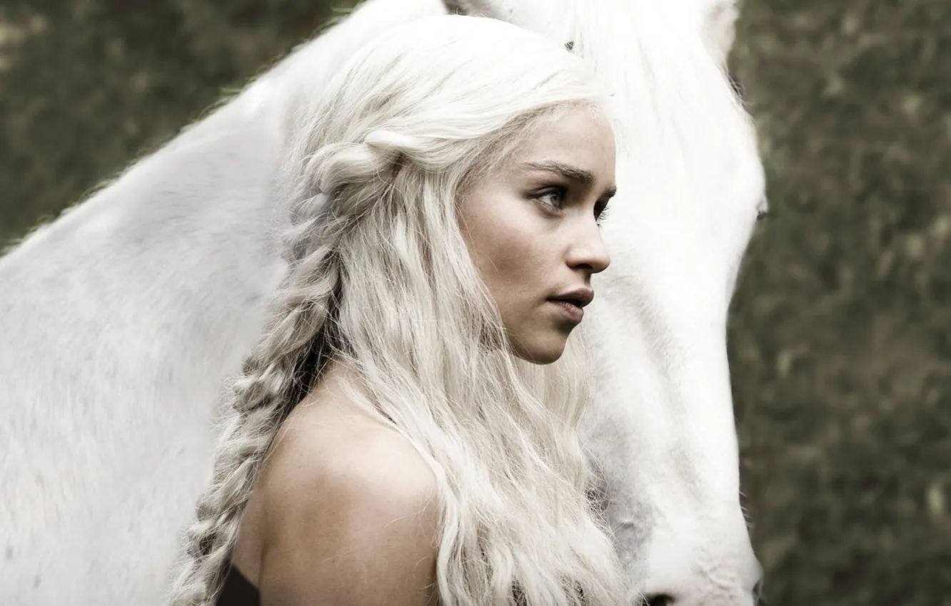 Photo wallpaper girl, hair, horse, actress, Game of Thrones, Khaleesi, Game of thrones, Emilia Clarke