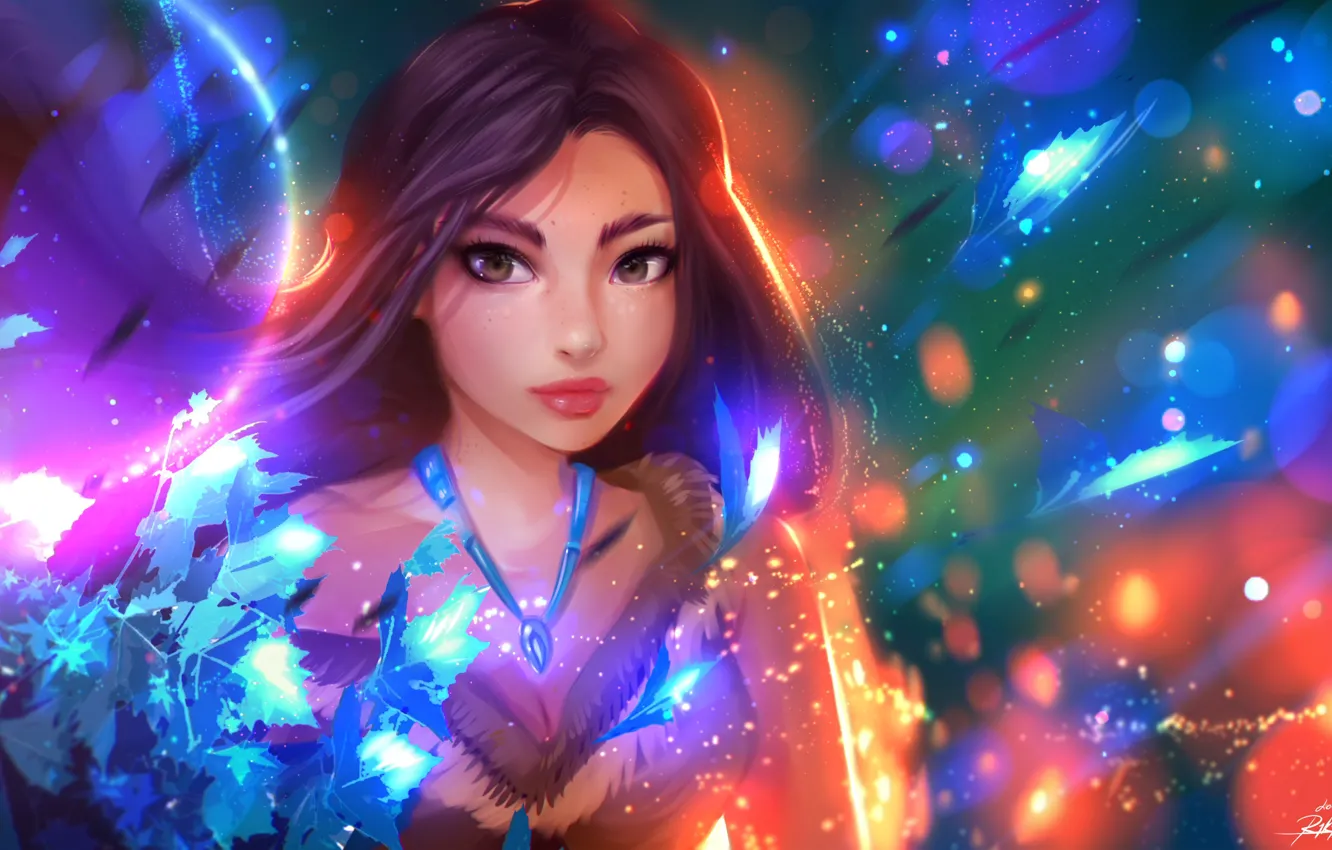 Photo wallpaper girl, Pocahontas, by ryky
