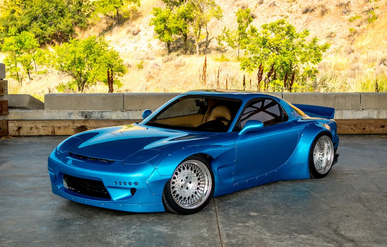 Photo wallpaper Mazda, RX-7, Wheels, Rocket, Strasse, Bunny