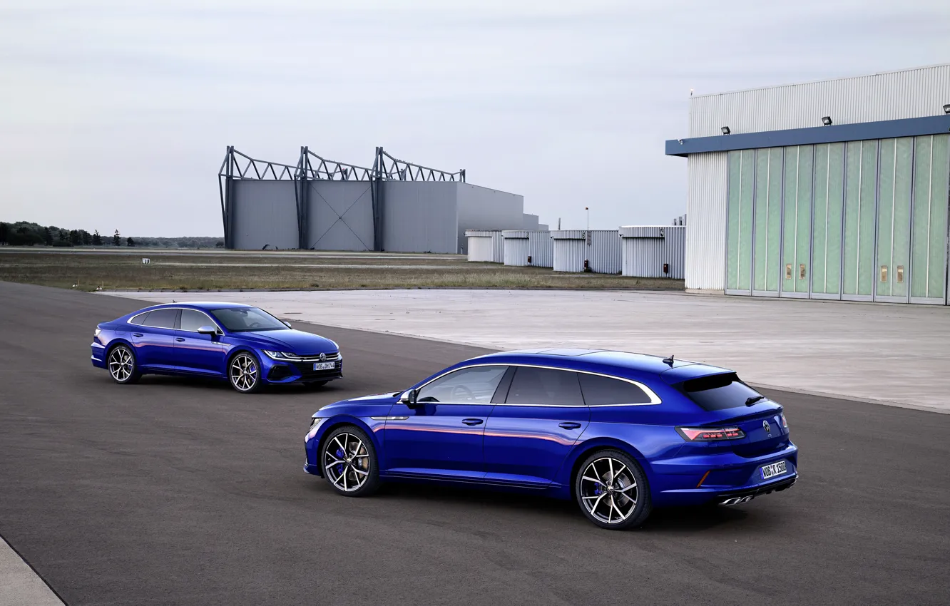 Photo wallpaper Volkswagen, blue, structure, universal, Shooting Brake, liftback, 2020, Arteon