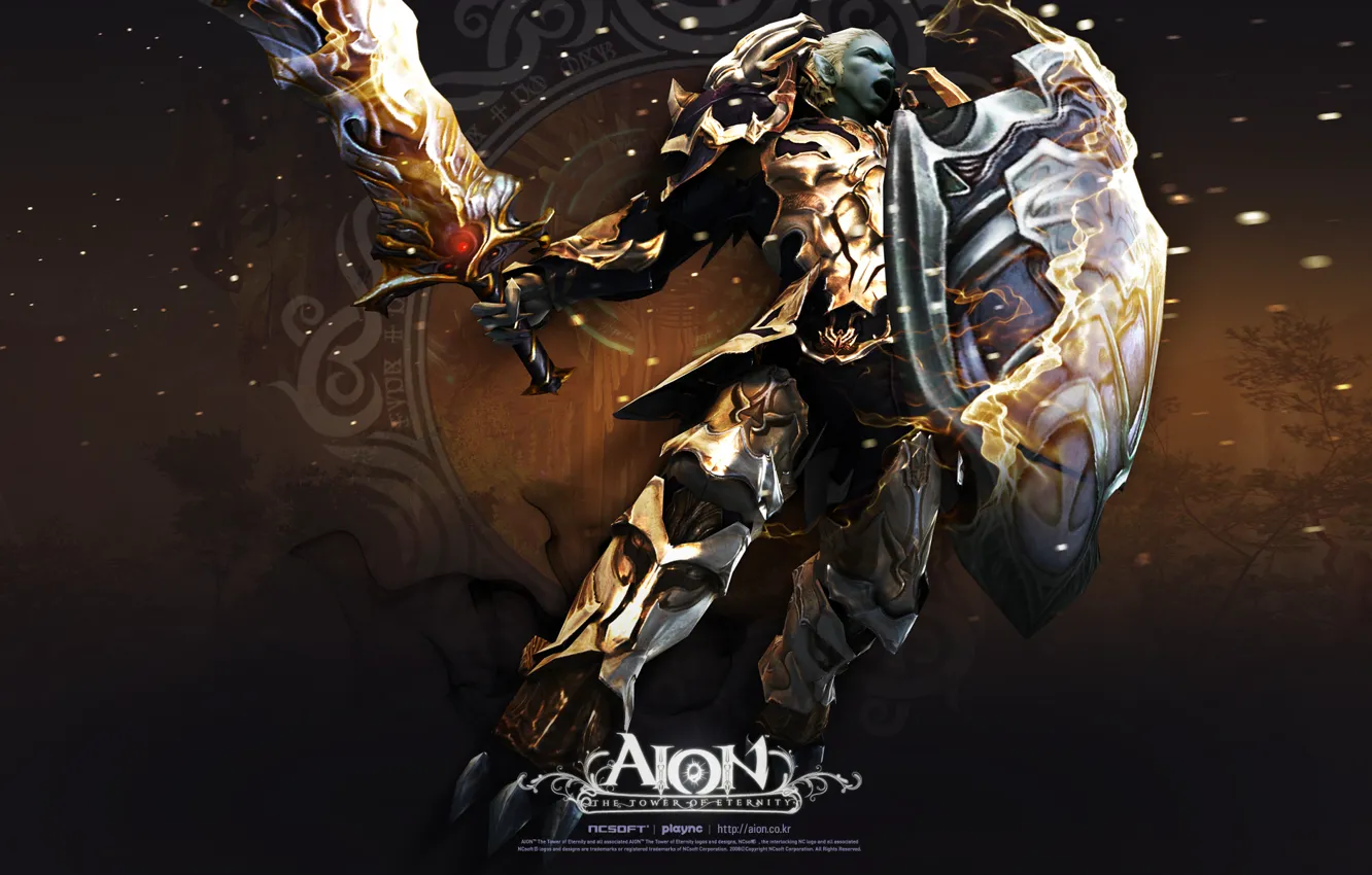 Photo wallpaper sword, warrior, shield, Aion