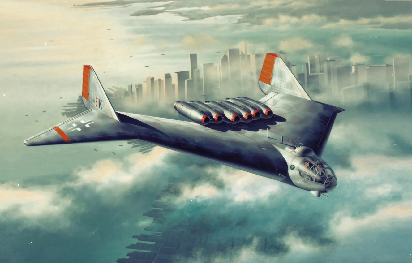 Photo wallpaper WW2, german aircraft, Amerika bomer