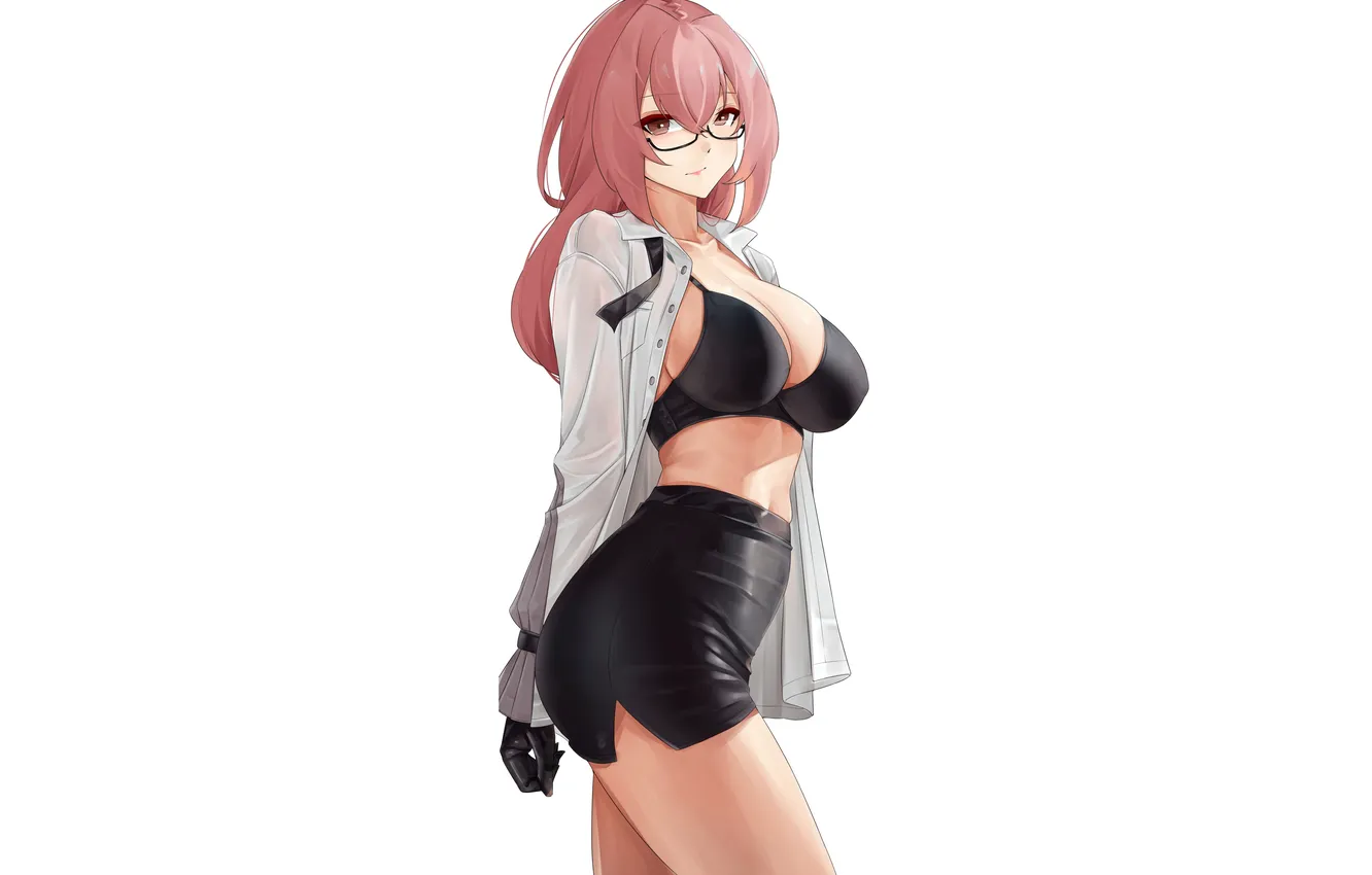 Photo wallpaper girl, sexy, bra, pink hair, boobs, anime, breasts, babe