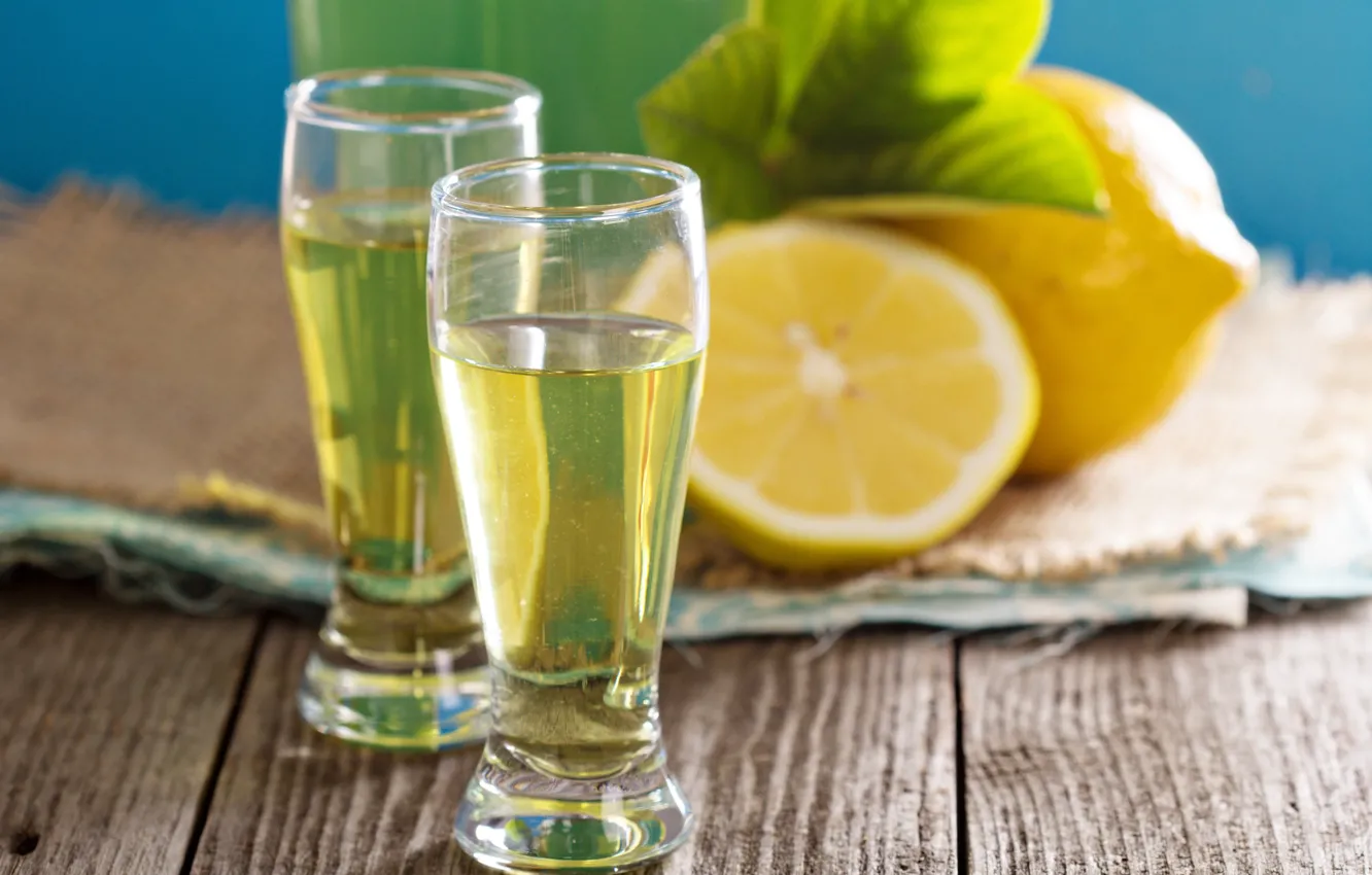 Photo wallpaper lemon, glass, juice, drink