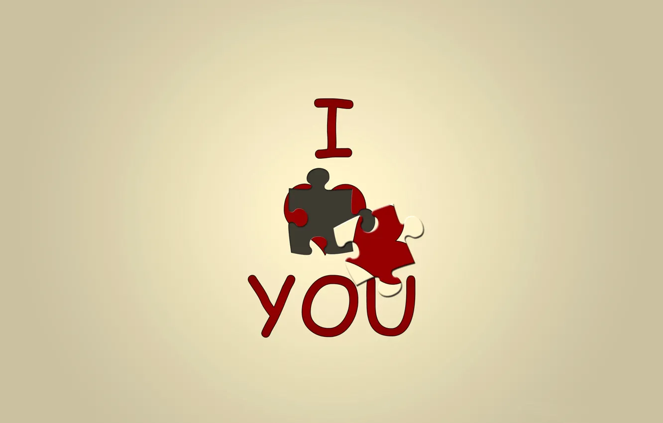 Photo wallpaper BACKGROUND, TEXT, HEART, RED, LOVE, PUZZLE