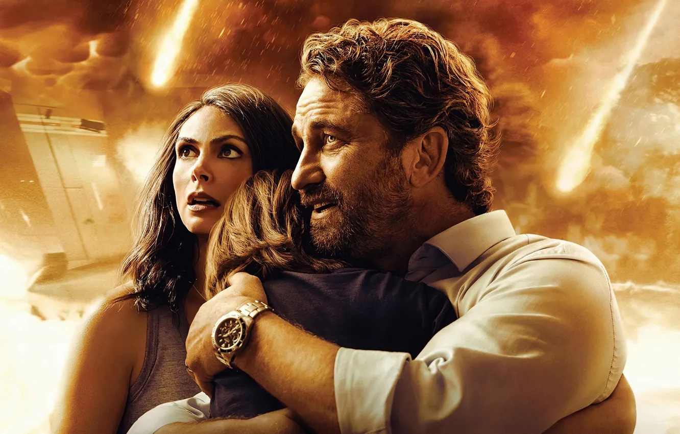 Photo wallpaper disaster, Morena Baccarin, pair, poster, Gerard Butler, Gerard Butler, Greenland, Greenland