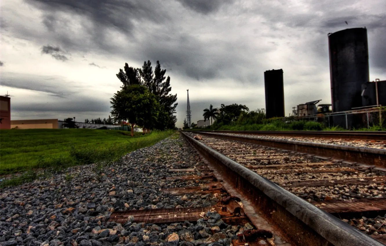 Photo wallpaper the storm, the way, rails